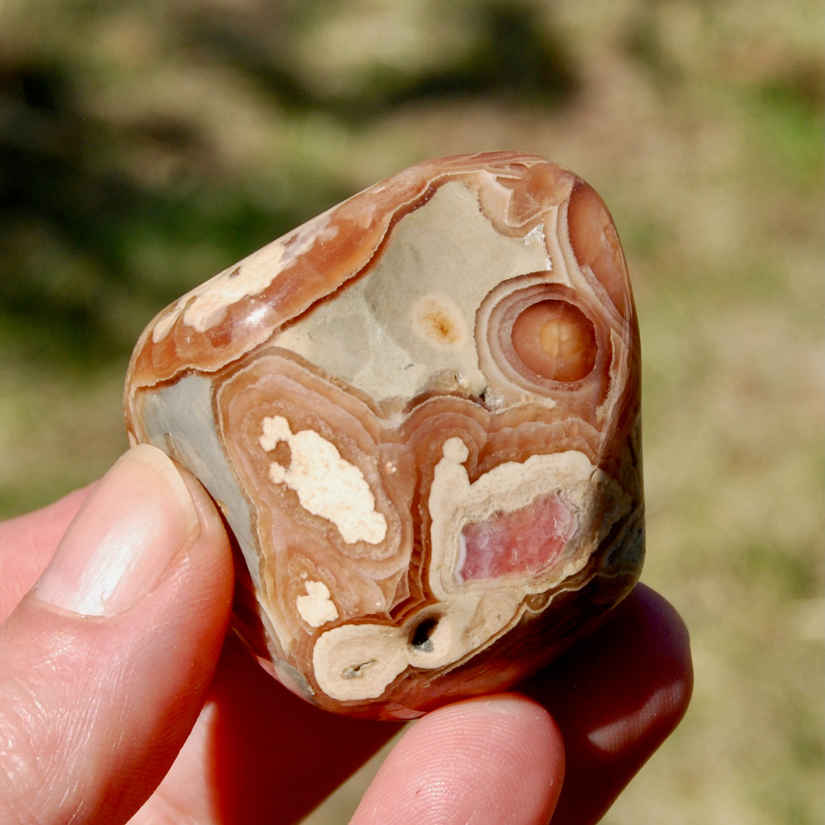 Rhodochrosite Crystal Palm Stone