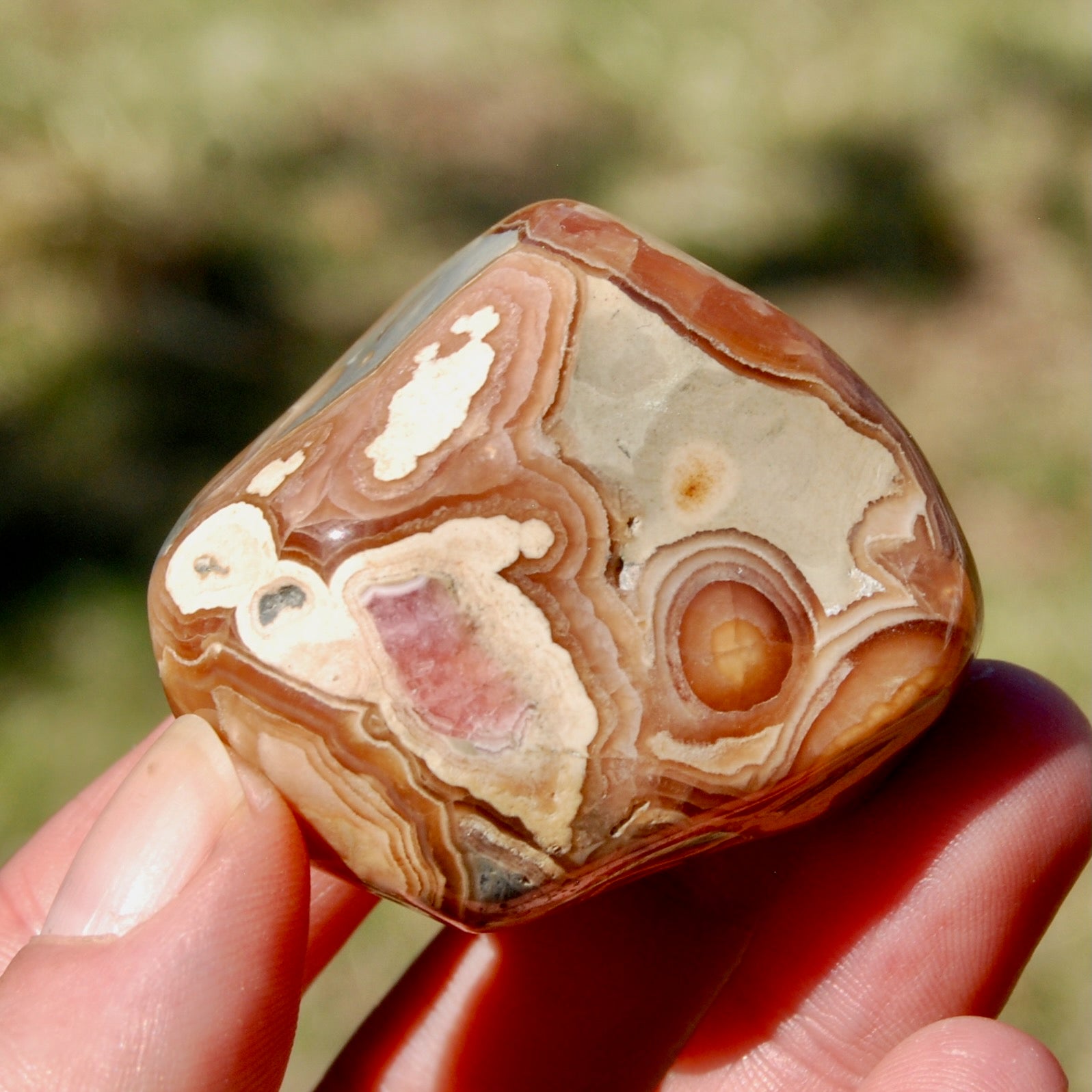 Rhodochrosite Crystal Palm Stone