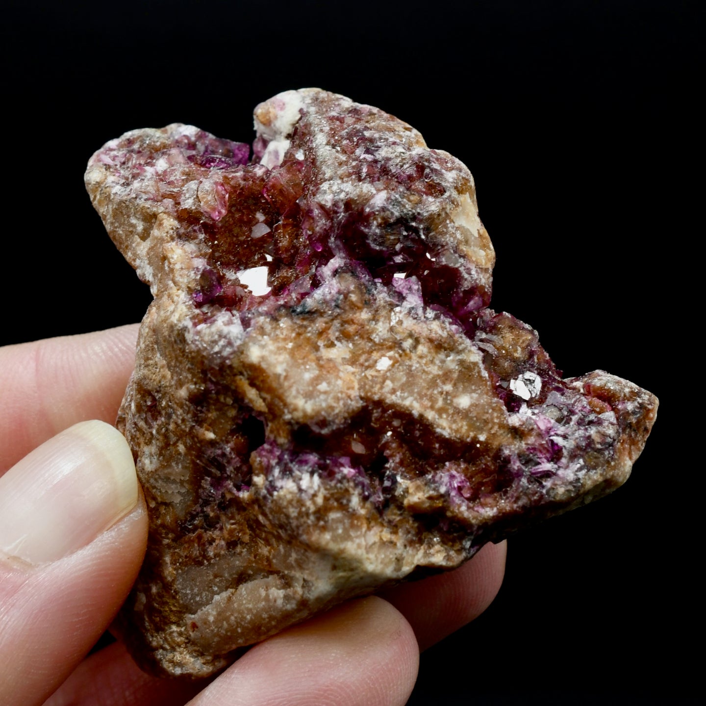 Dark Pink Raw Cobalto Calcite Crystal Cluster, Cobaltoan Calcite Druzy Salrose Pink Dolomite