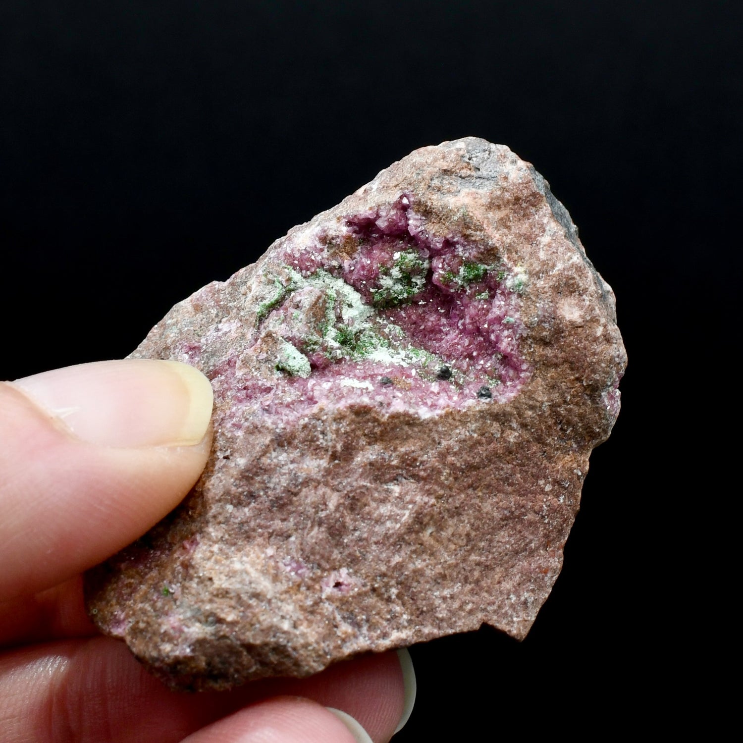 Pink Cobalto Calcite Malachite Chrysocolla Crystal Cluster, Cobaltoan Calcite Druzy Salrose Pink Dolomite