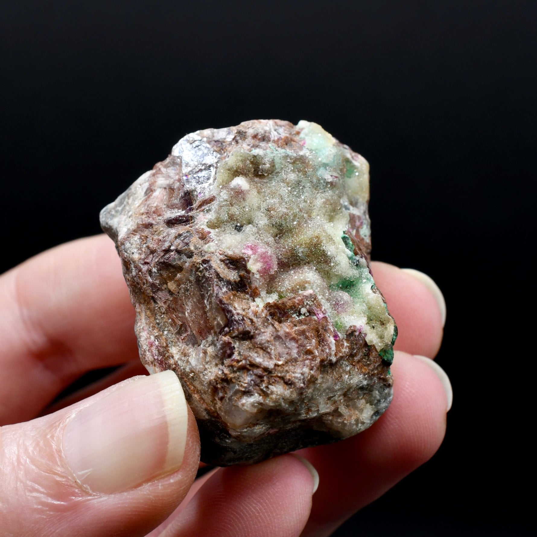Pink Cobalto Calcite Malachite Chrysocolla Crystal Cluster