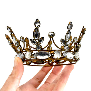 4in Rhinestone Santos Crown Antiqued Gold, Medium