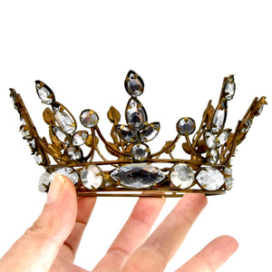 4in Rhinestone Santos Crown Antiqued Gold, Medium