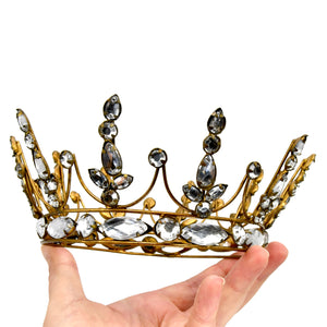 Rhinestone Santos Crown Antiqued Gold