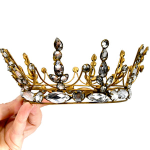 Rhinestone Santos Crown Antiqued Gold