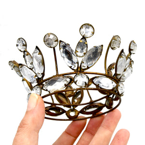 3.25in Rhinestone Santos Crown Antiqued Gold, Small