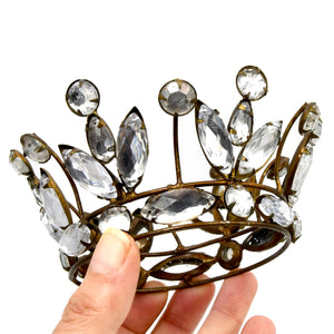 3.25in Rhinestone Santos Crown Antiqued Gold, Small