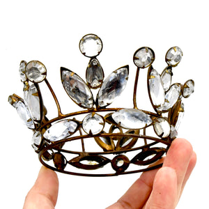 3.25in Rhinestone Santos Crown Antiqued Gold, Small