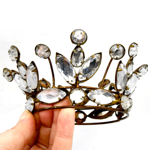 3.25in Rhinestone Santos Crown Antiqued Gold, Small