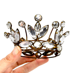 3.25in Rhinestone Santos Crown Antiqued Gold, Small