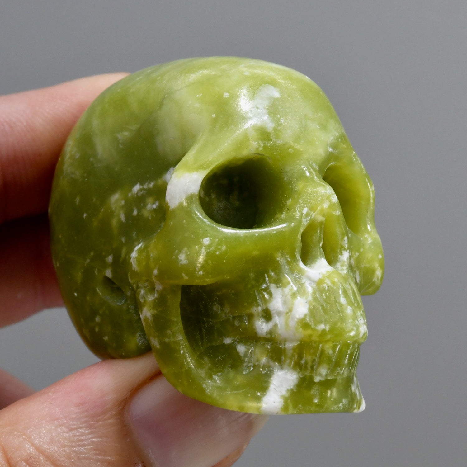 Serpentine Carved Crystal Skull