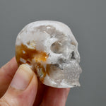 Green Sakura Flower Agate Carved Crystal Skull