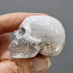 Green Sakura Flower Agate Carved Crystal Skull