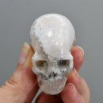 Green Sakura Flower Agate Carved Crystal Skull