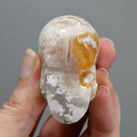 Green Sakura Flower Agate Carved Crystal Skull