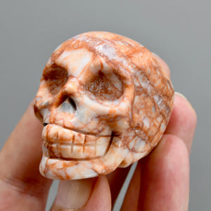 Red Network Jasper Carved Crystal Skull