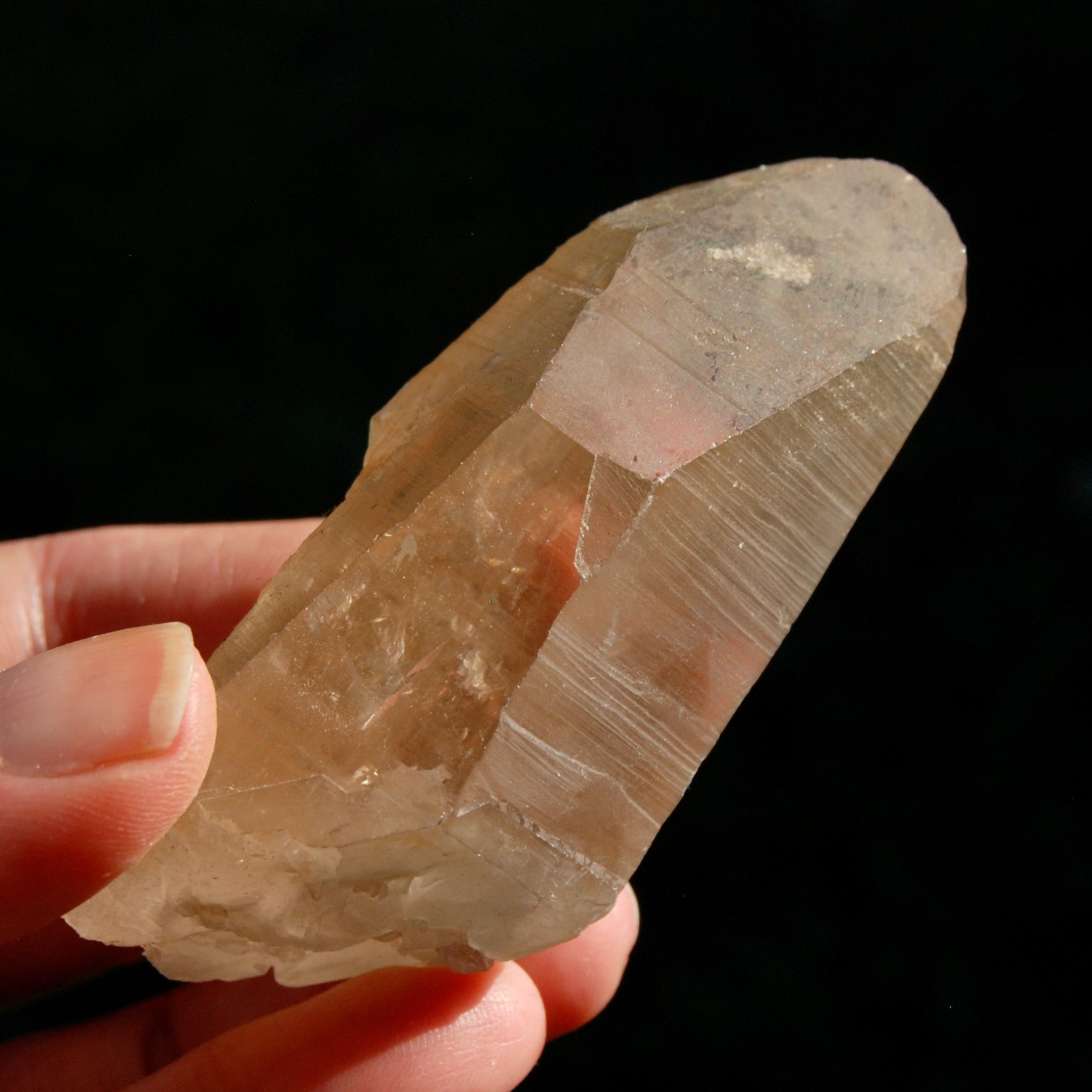 DT ET Pink Shadow Lemurian Seed Quartz Crystal, Self Healed Empathic Warrior