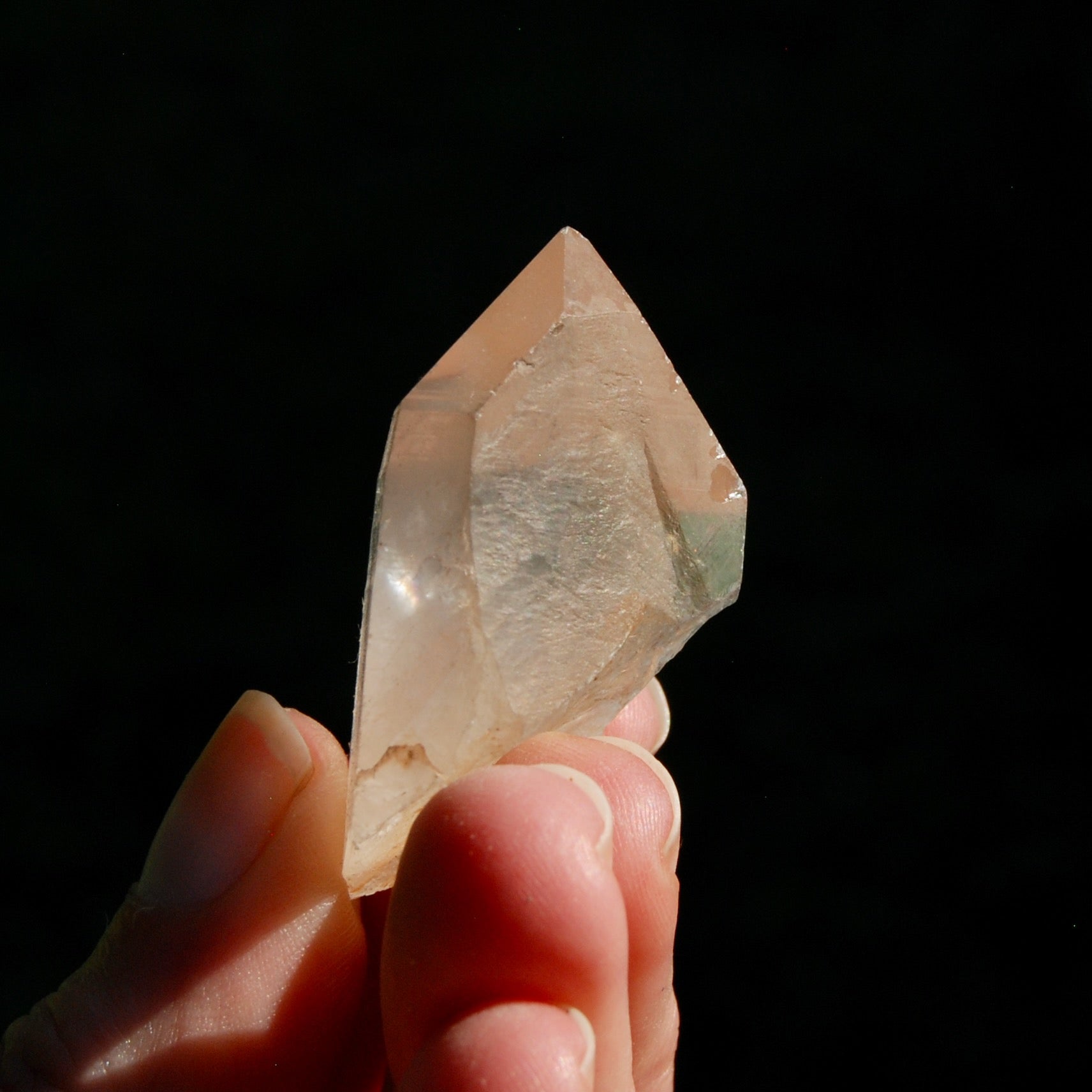 Pink Shadow Lemurian Seed Quartz Crystal