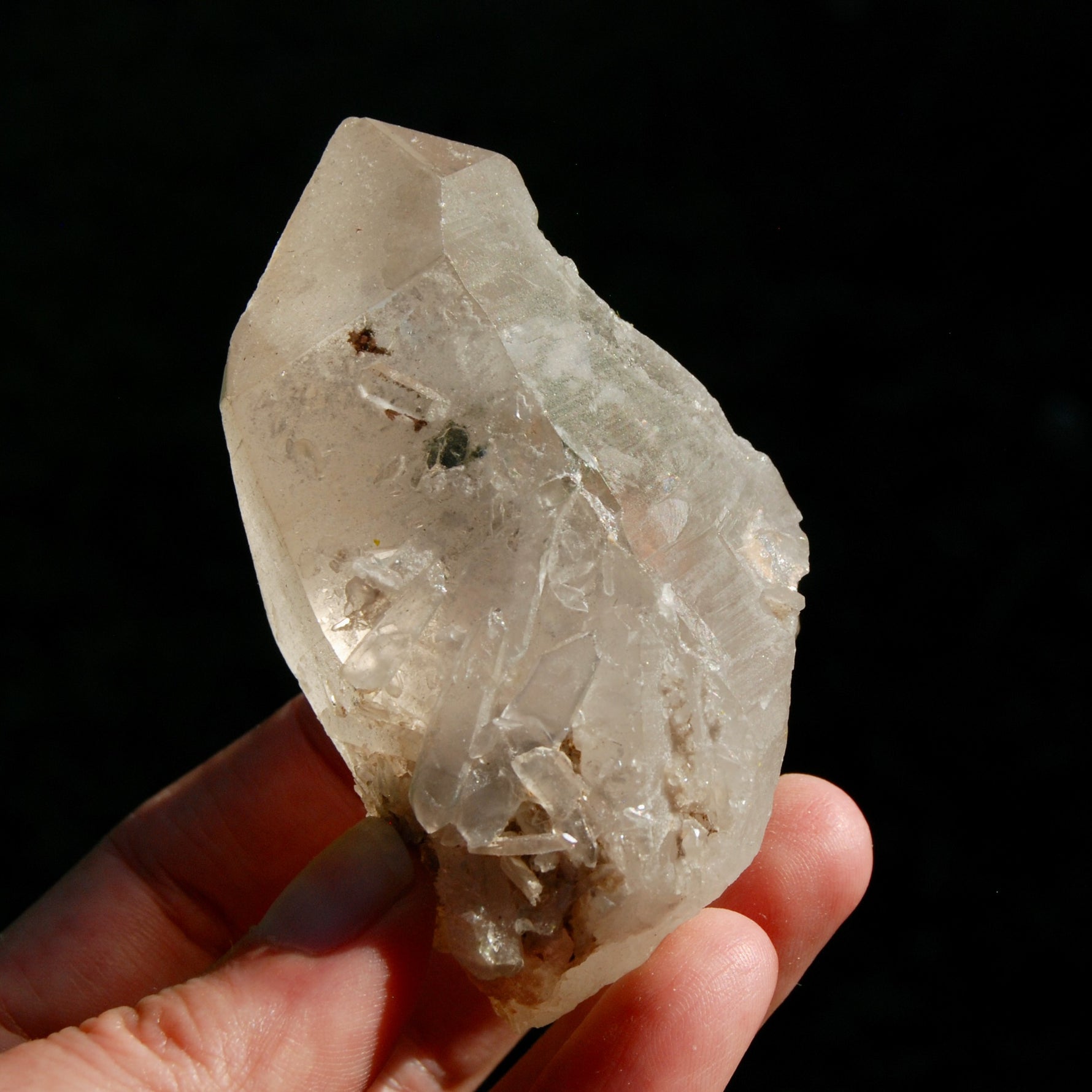 Smoky Lemurian Seed Quartz Crystal, Rainbow Lemurian