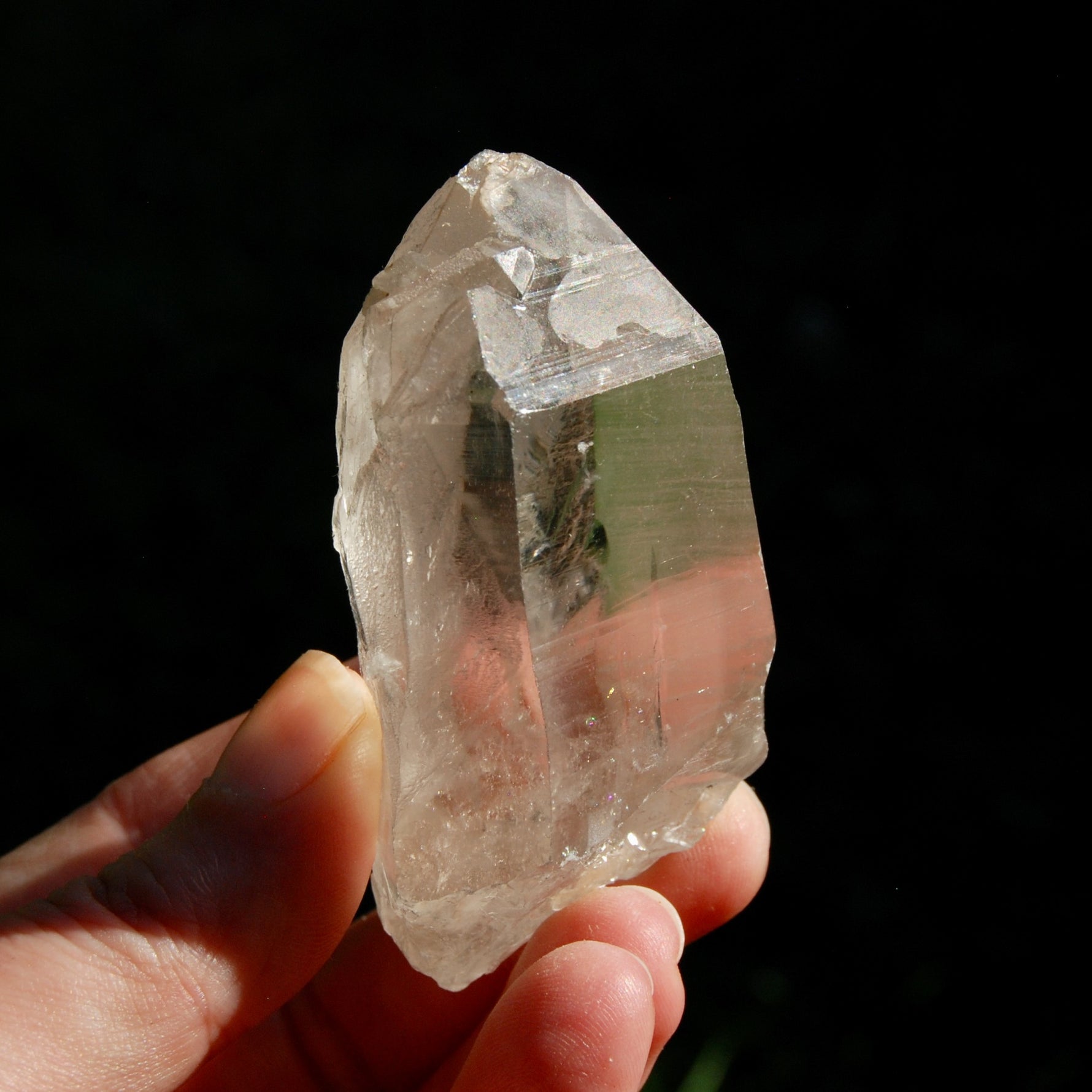 inset Smoky Lemurian Seed Crystal, Rainbow Lemurian Quartz Crystal