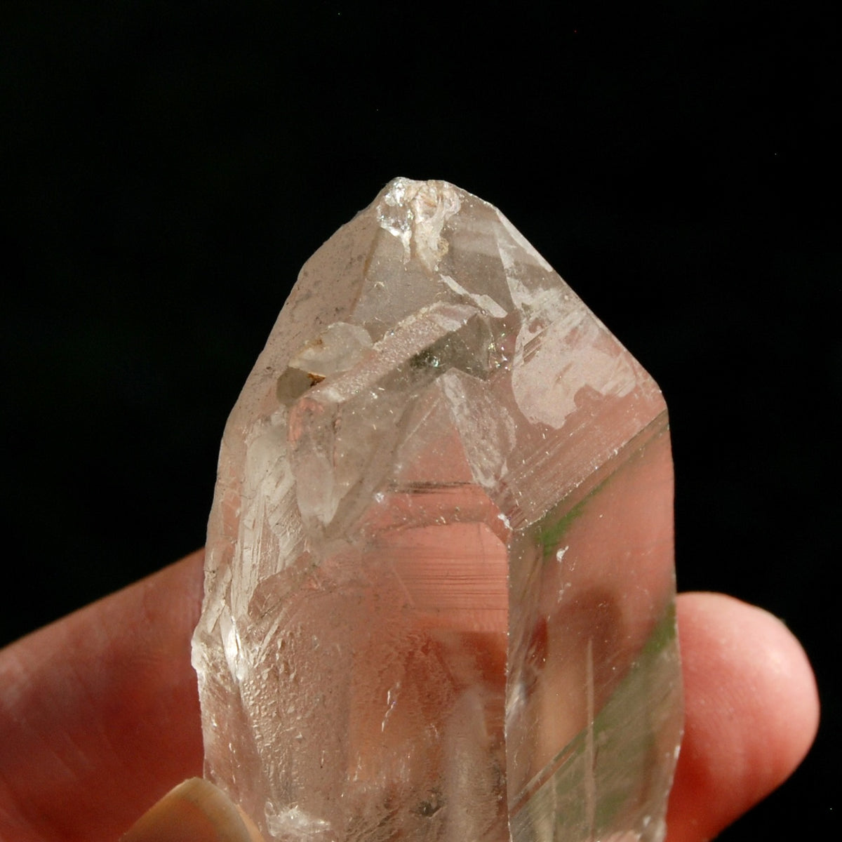 inset Smoky Lemurian Seed Crystal, Rainbow Lemurian Quartz Crystal