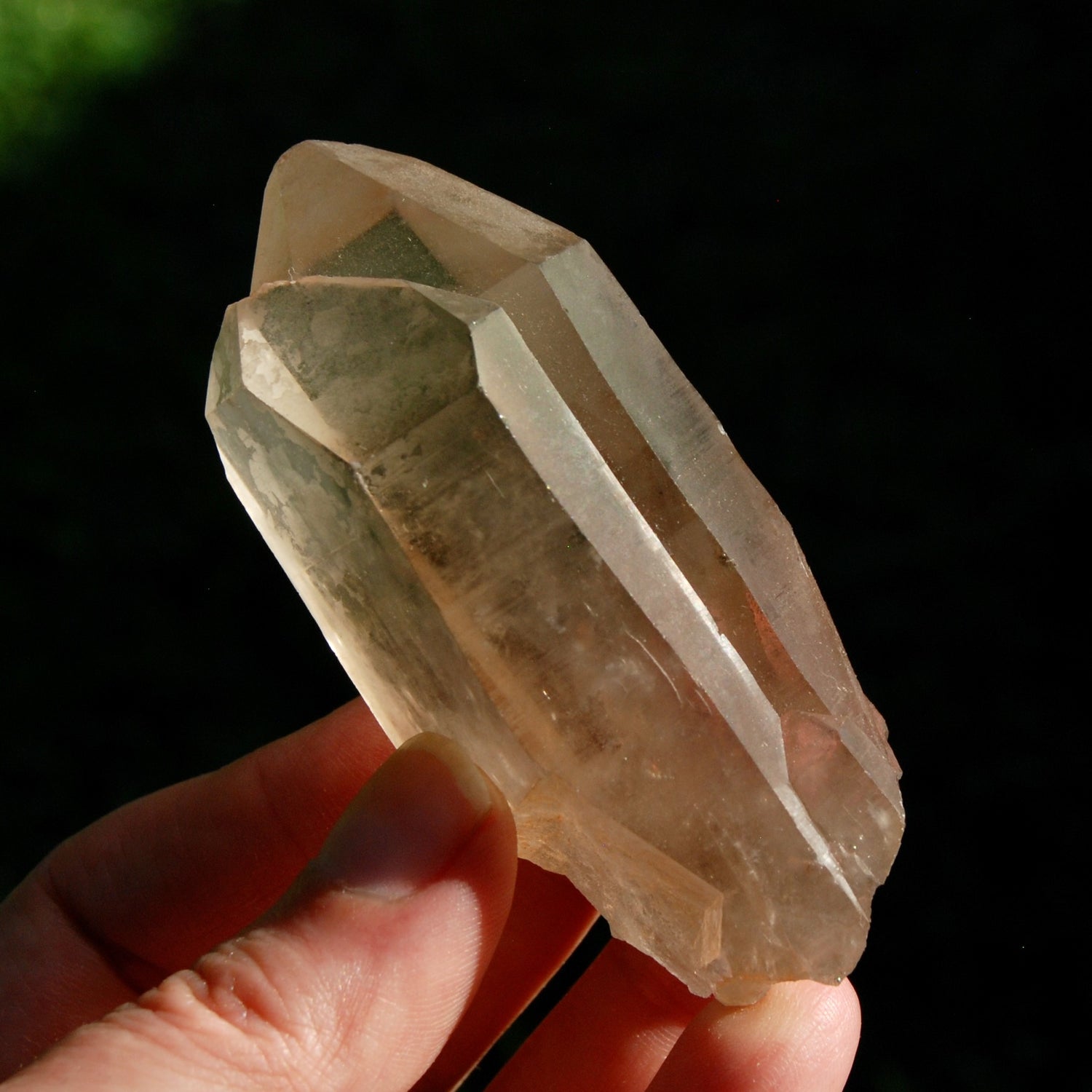 Tantric Twin Lemurian Quartz Crystal, Smoky Lemurian Seed Quartz Crystal