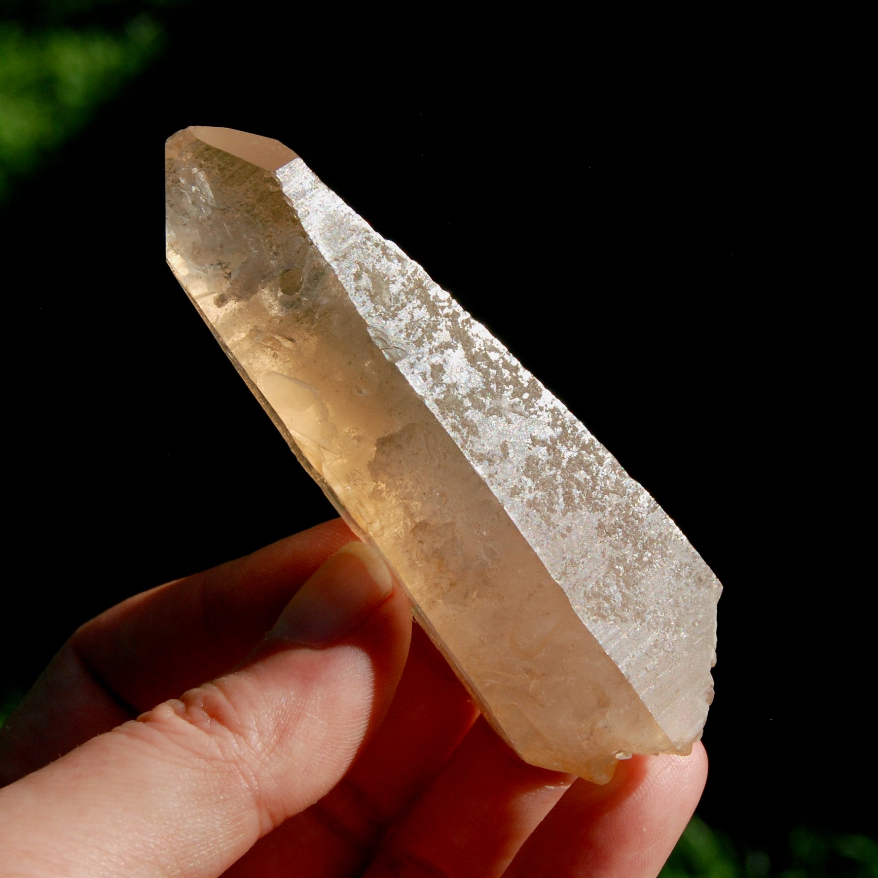 DT ET Trigonic Record Keeper Pink Shadow Smoky Lemurian Seed Quartz Crystal
