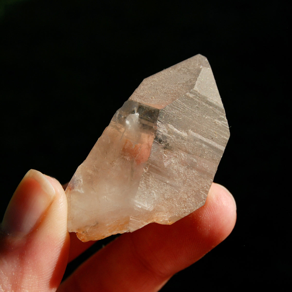Record Keeper Pink Shadow Lemurian Seed Quartz Crystal, Brazil