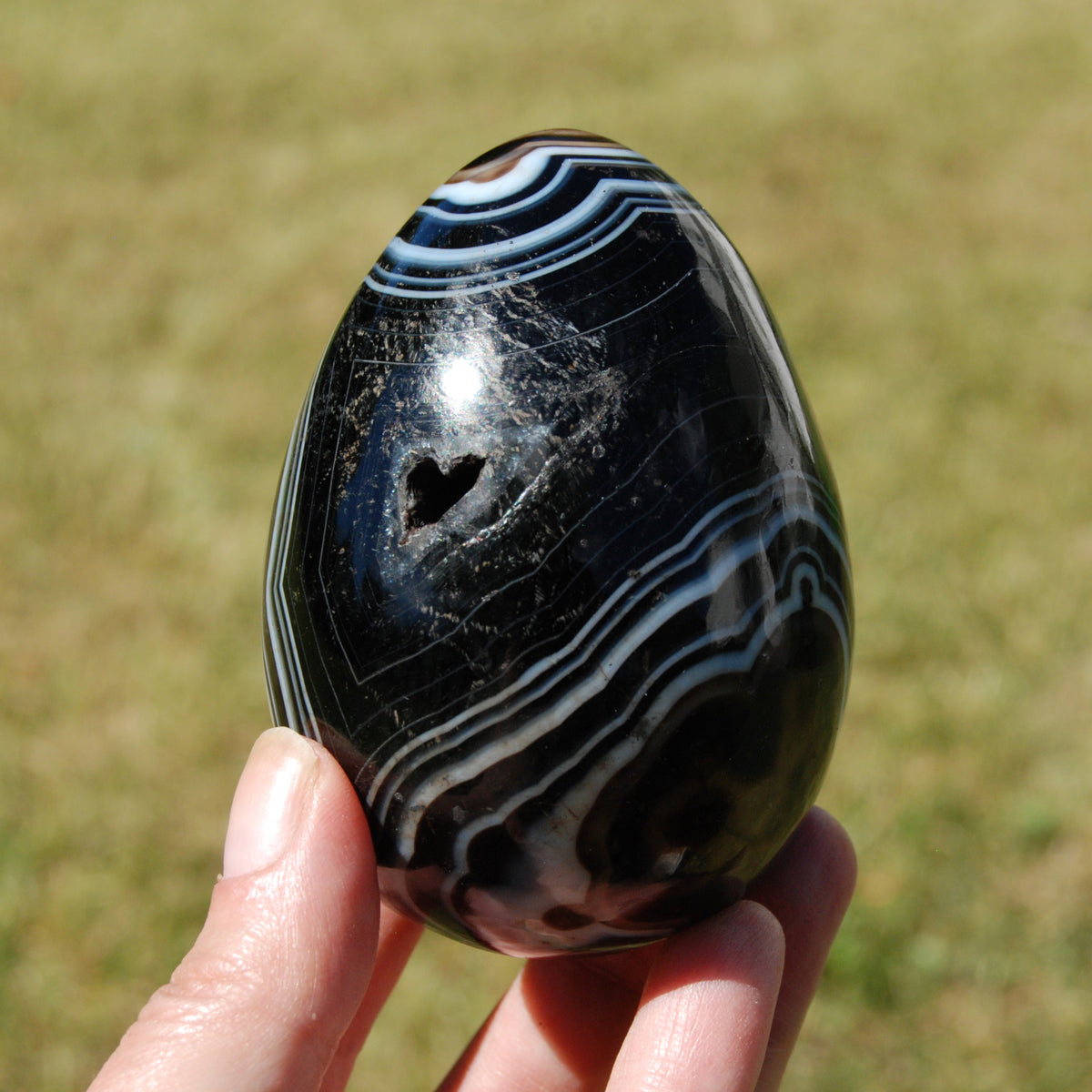 Sardonyx Crystal Egg, Sulemani Agate Egg, Eye of Shiva Egg