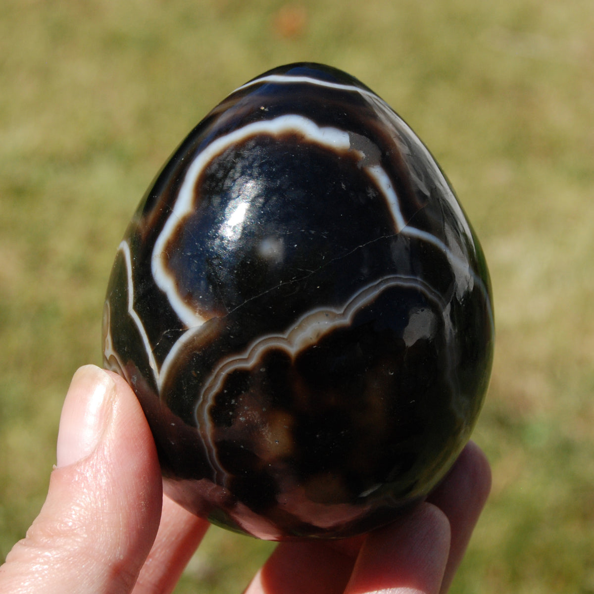 Sardonyx Crystal Egg, Sulemani Agate Egg, Eye of Shiva Egg