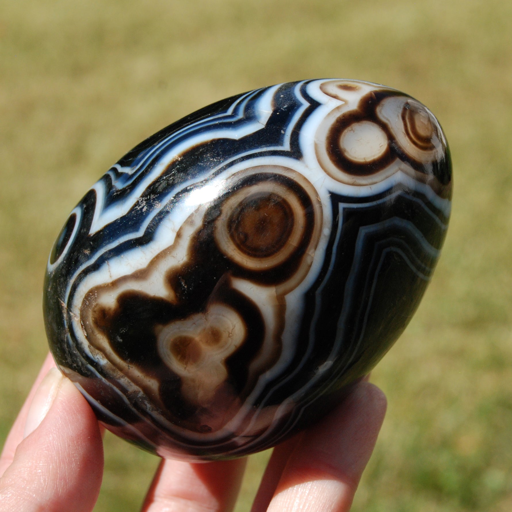 Sardonyx Crystal Egg, Sulemani Agate Egg, Eye of Shiva Egg