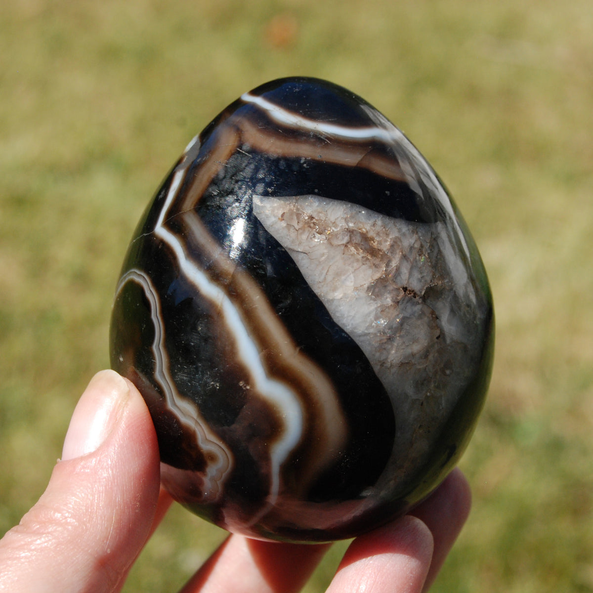 Sardonyx Crystal Egg, Sulemani Agate Egg, Eye of Shiva Egg
