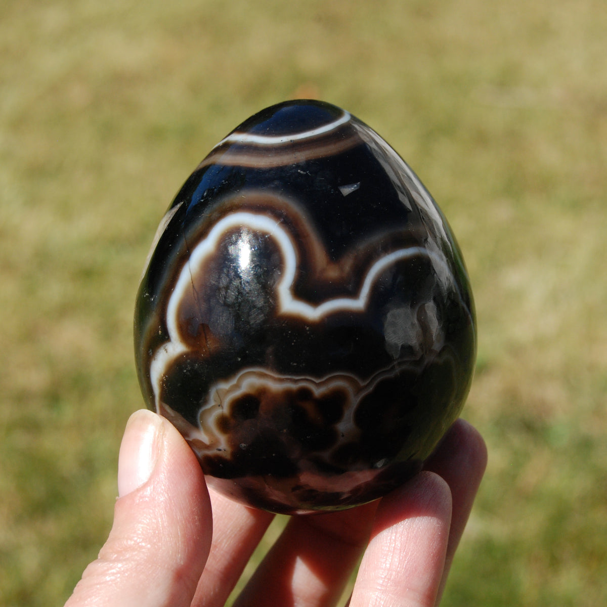 Sardonyx Crystal Egg, Sulemani Agate Egg, Eye of Shiva Egg