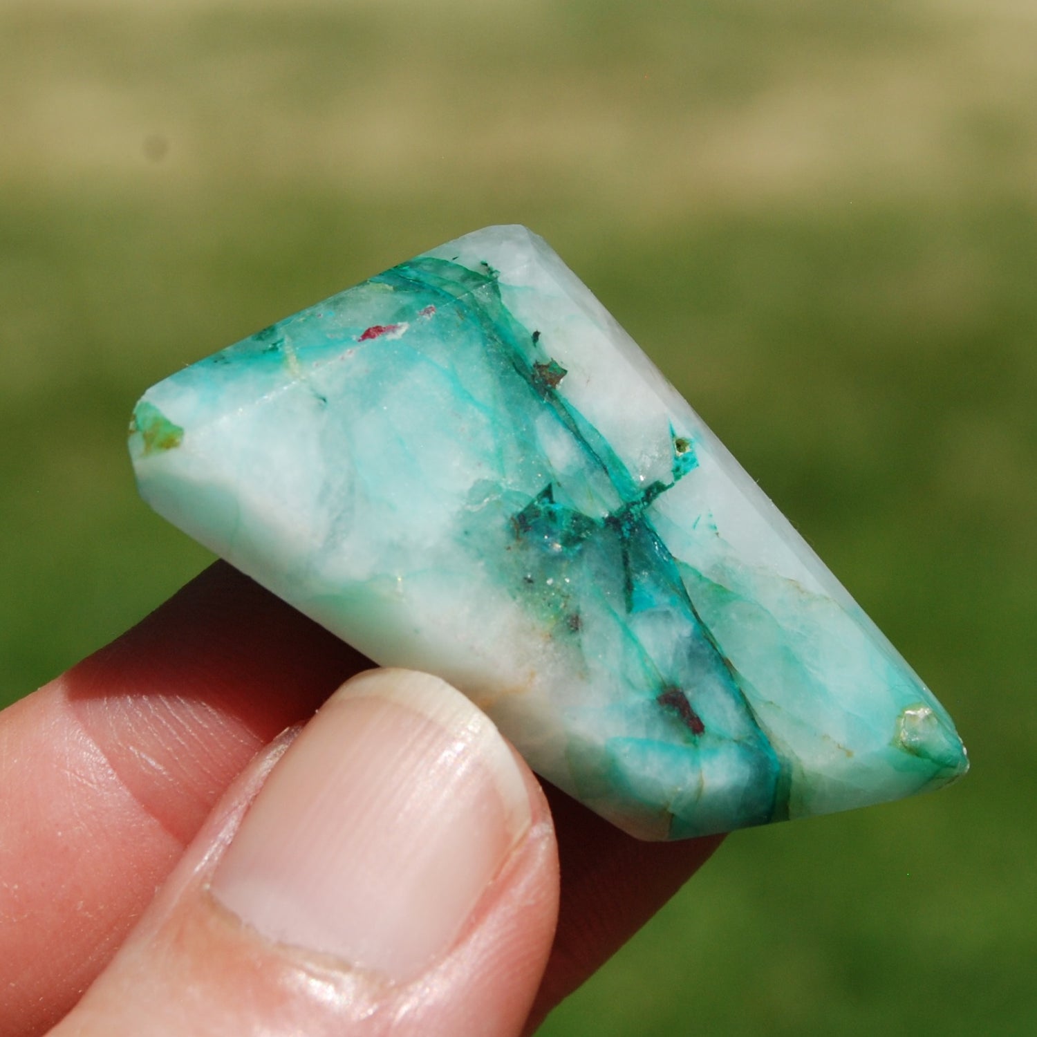 Ajoite Malachite Quartz Crystal Freeform Cabochon, Phoenix Stone Messina Mine