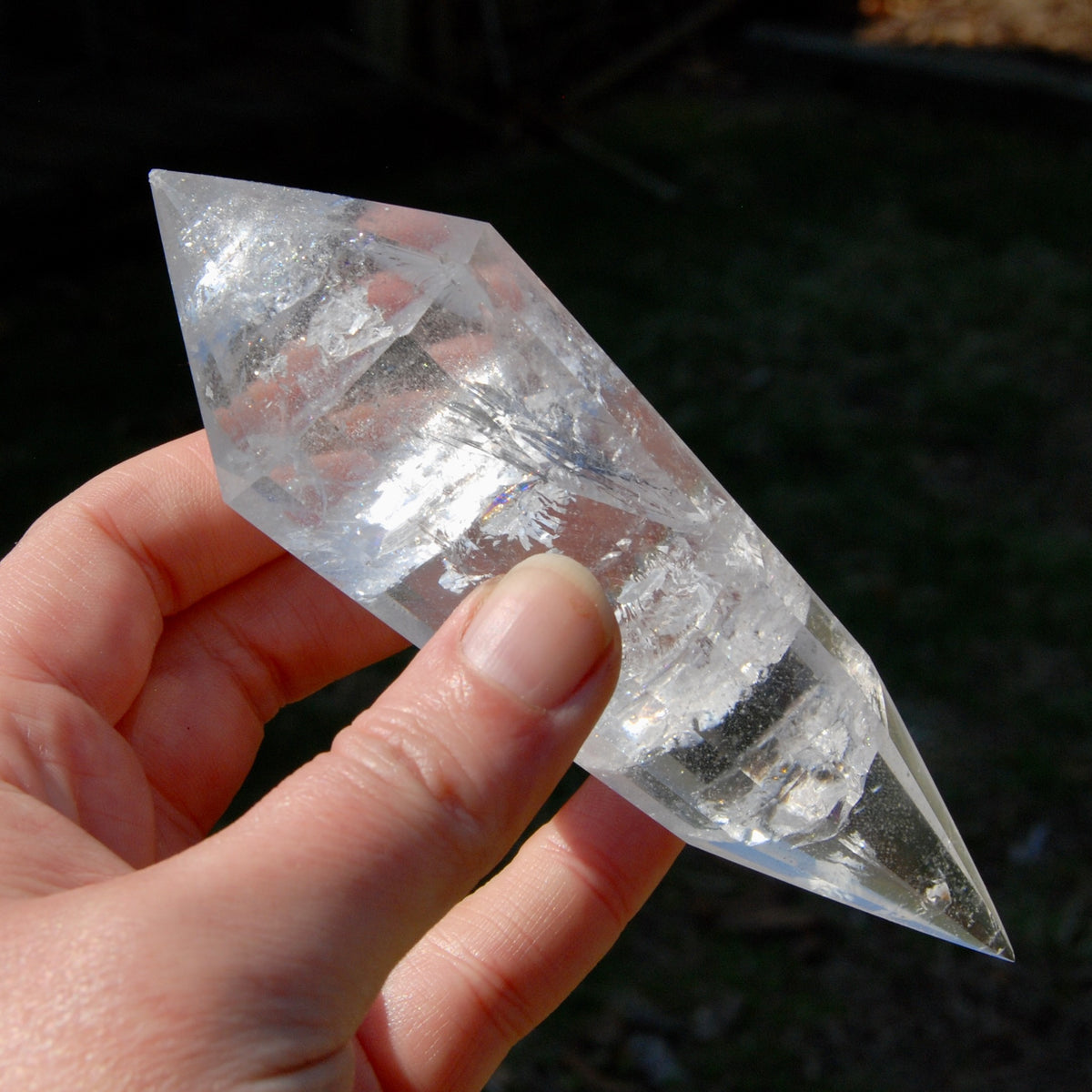 Clear Quartz Vogel Crystal – Rainbow Filled 12 Sided Healing Wand from Brazil