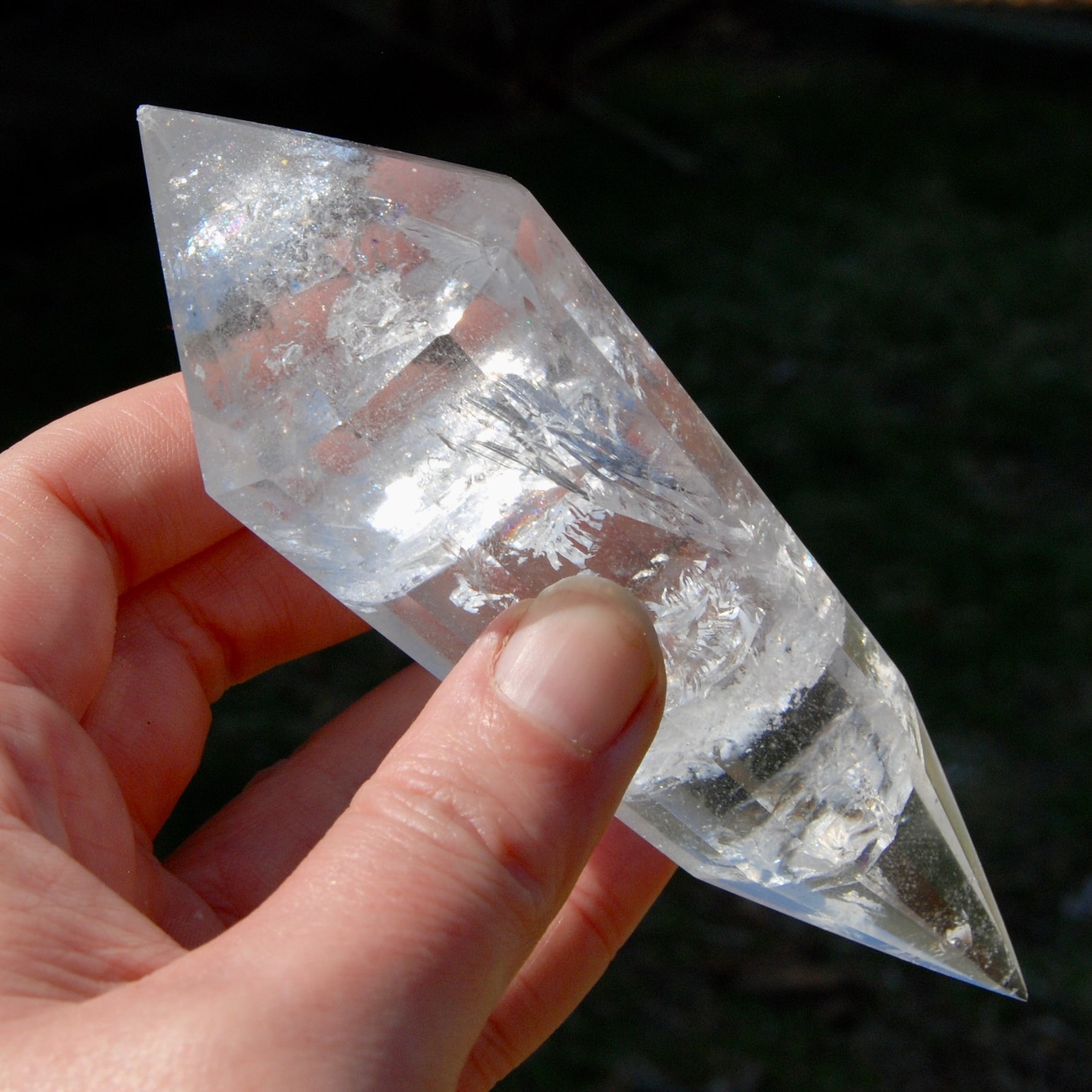 Clear Quartz Vogel Crystal – Rainbow Filled 12 Sided Healing Wand from Brazil