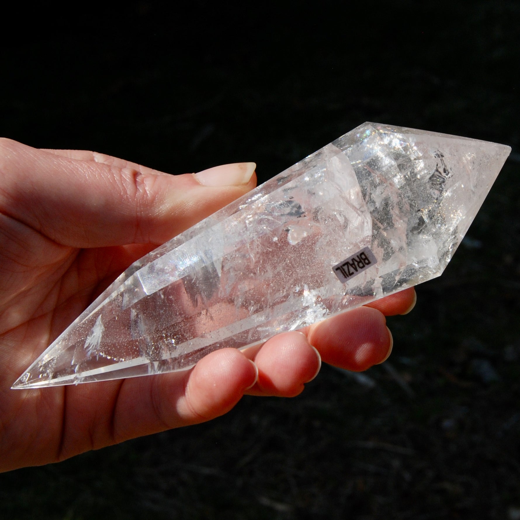 Clear Quartz Vogel Crystal – Rainbow Filled 12 Sided Healing Wand from Brazil