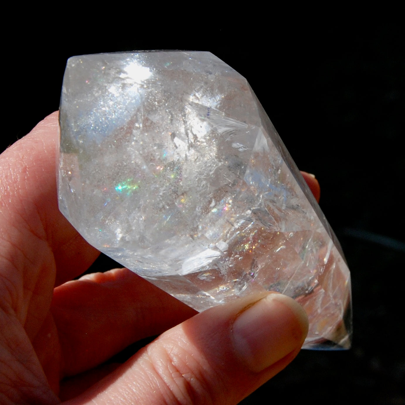 Clear Quartz Vogel Crystal – Rainbow Filled 12 Sided Healing Wand from Brazil