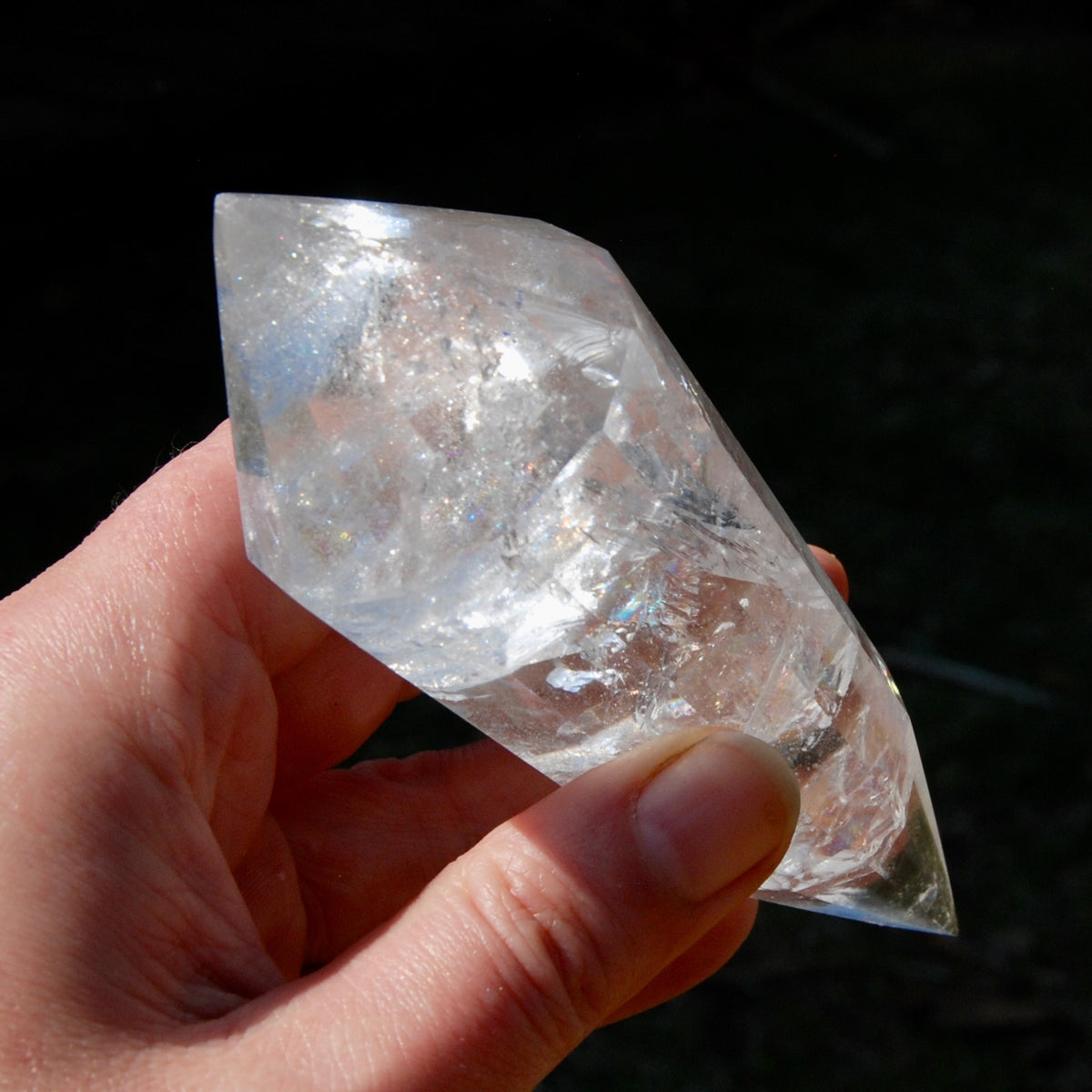 Clear Quartz Vogel Crystal – Rainbow Filled 12 Sided Healing Wand from Brazil