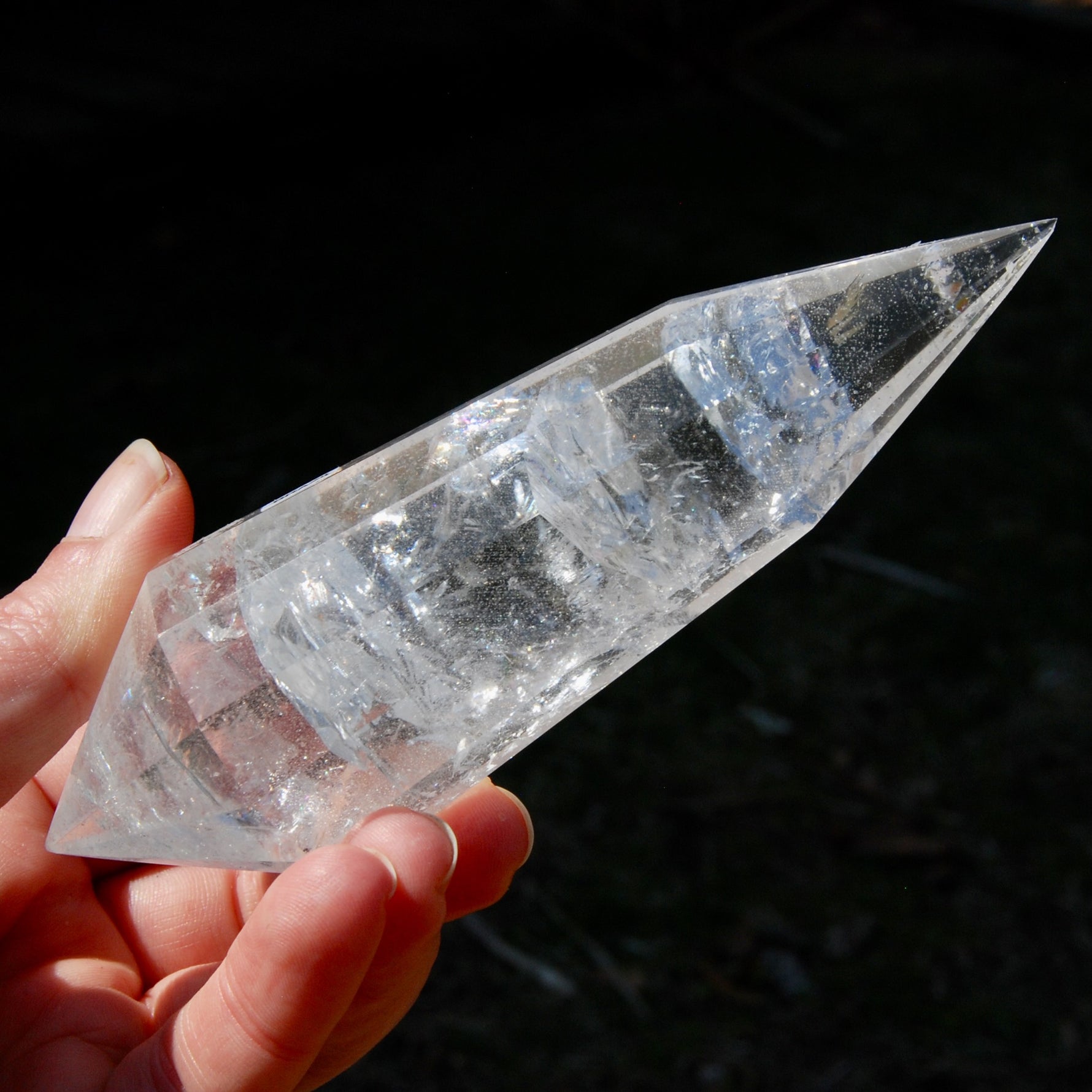 Clear Quartz Vogel Crystal – Rainbow Filled 12 Sided Healing Wand from Brazil