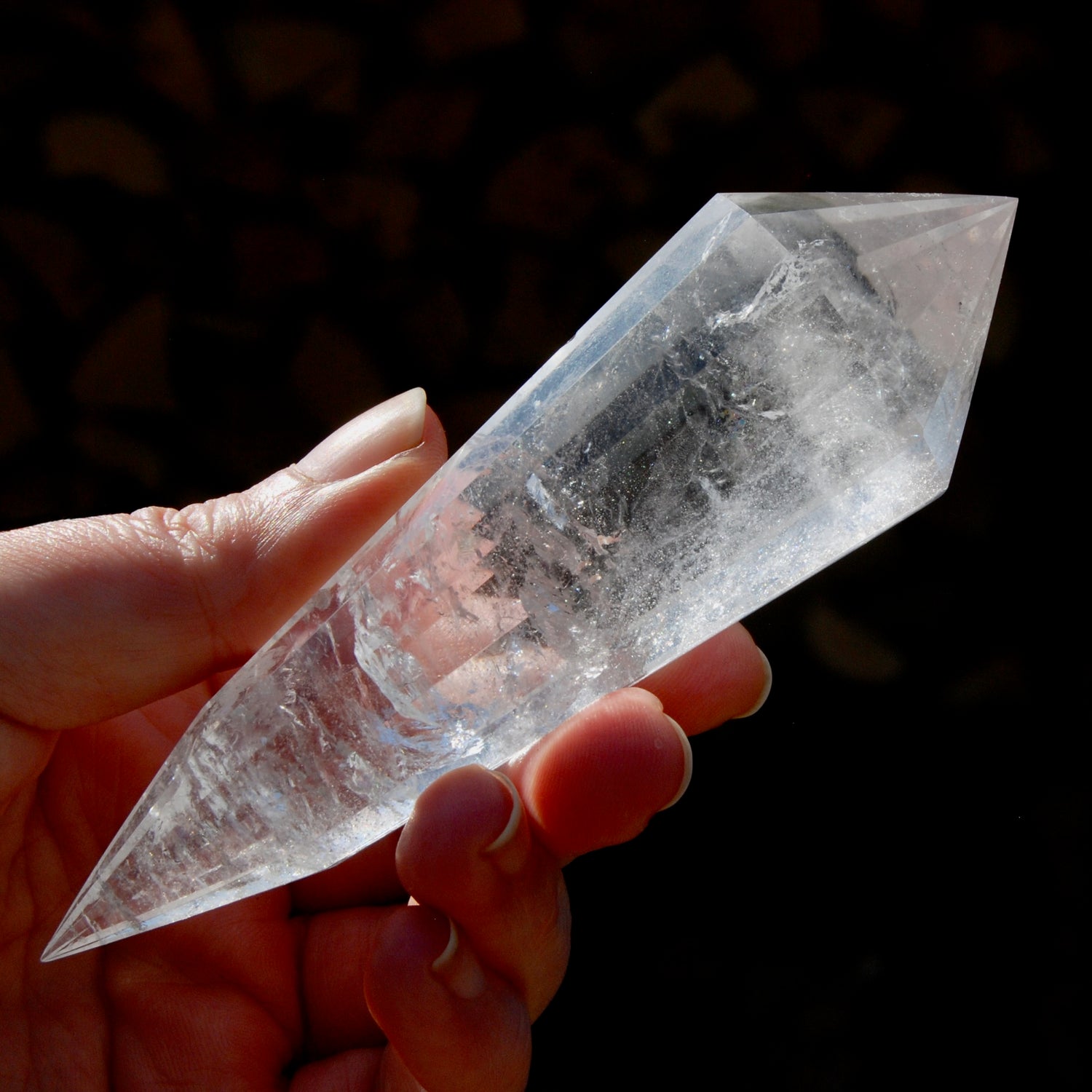 Clear Quartz Vogel Crystal – Rainbow Filled 12 Sided Healing Wand from Brazil