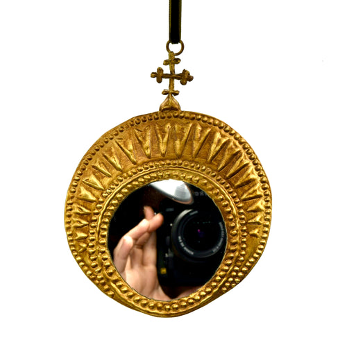Primitive Holy Cross Ex Voto Milagro Mirror
