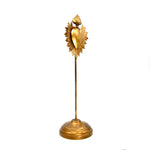 Sacred Heart Ex Voto Locket on Stand, Antiqued Gold Flaming Heart Milagro