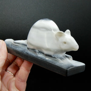 Large BullsEye Crystal Rat Carving
