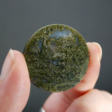 Load image into Gallery viewer, 34mm Beautiful Moss Agate Cabochon, Indonesian Garden Agate Round Cab #a13

