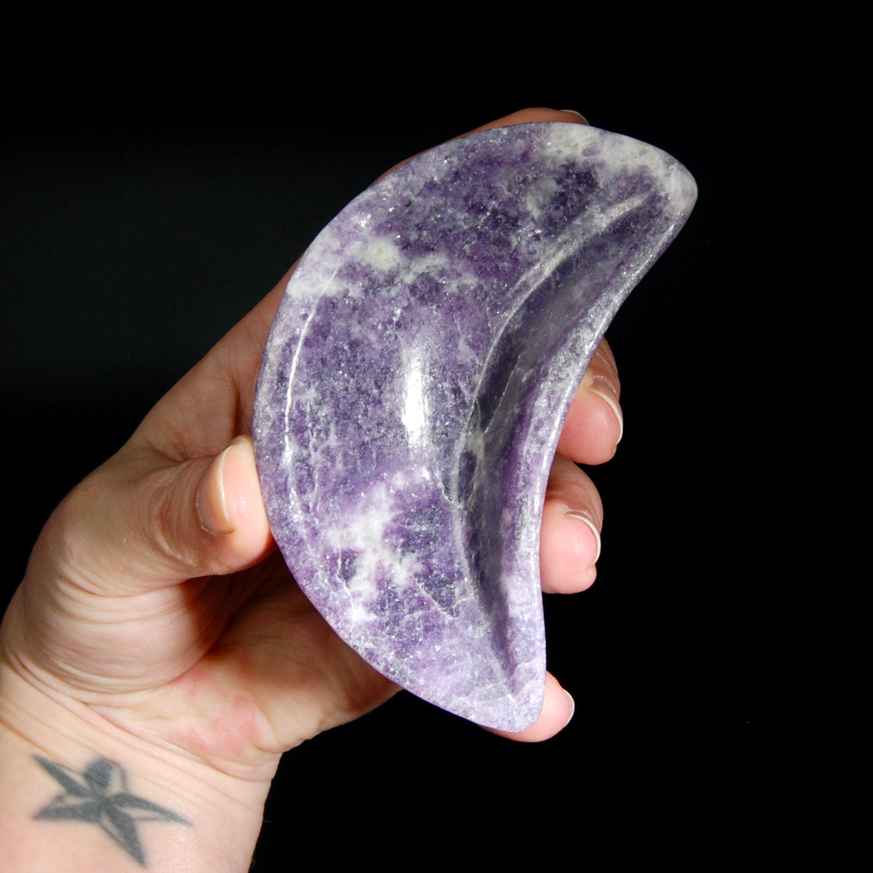 Lepidolite Crystal Moon Bowl