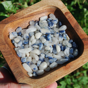 Blue Dumortierite in Quartz Crystal Tumbled Stones