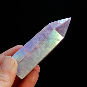 ONE 3.5in Angel Aura Lepidolite Crystal Tower, Purple Lithium Mica Crystals, Madagascar