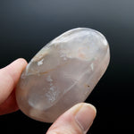 Gemmy Sakura Flower Agate Palm Stone, Pink Lavender Sakura Agate, Madagascar