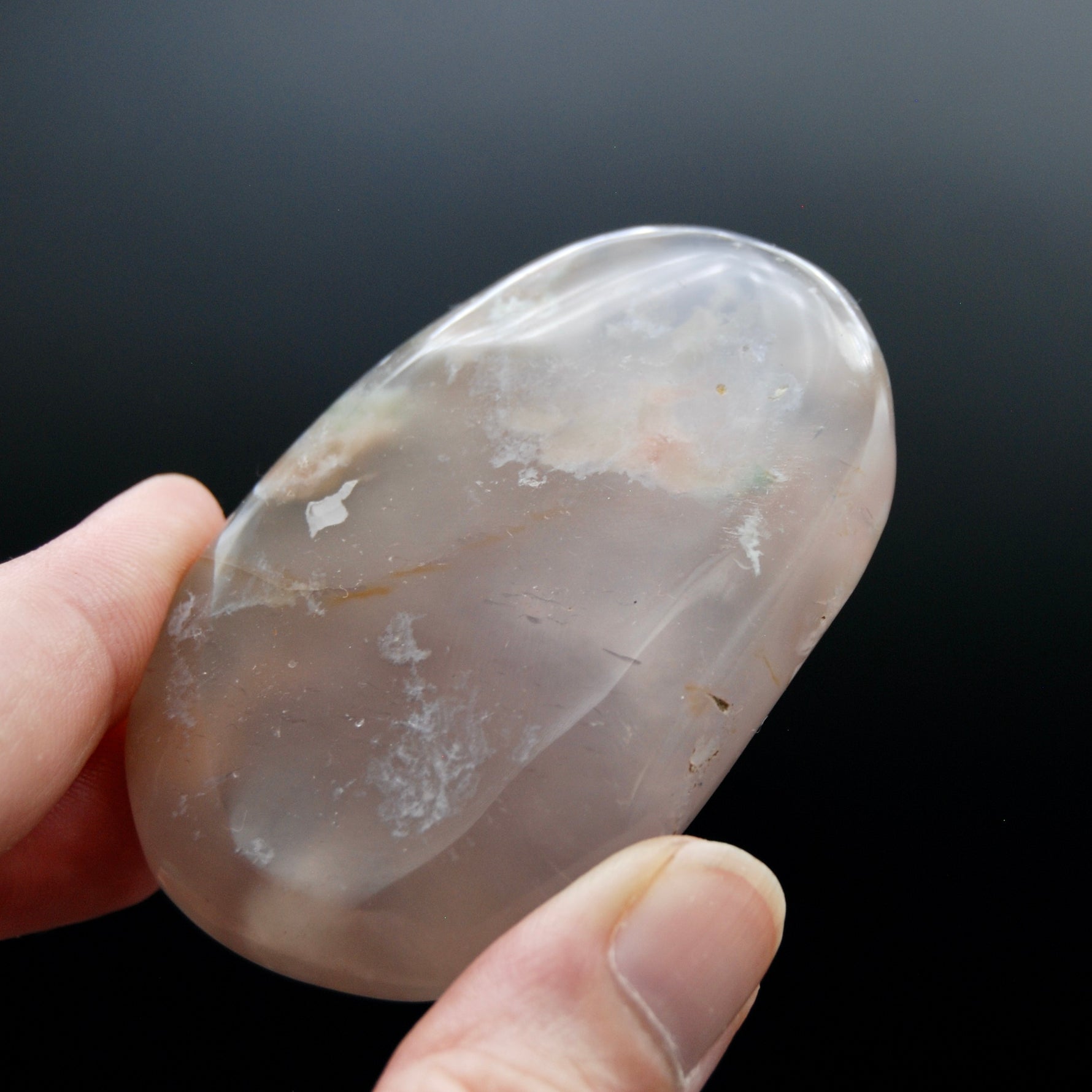 Gemmy Sakura Flower Agate Palm Stone, Pink Lavender Sakura Agate, Madagascar